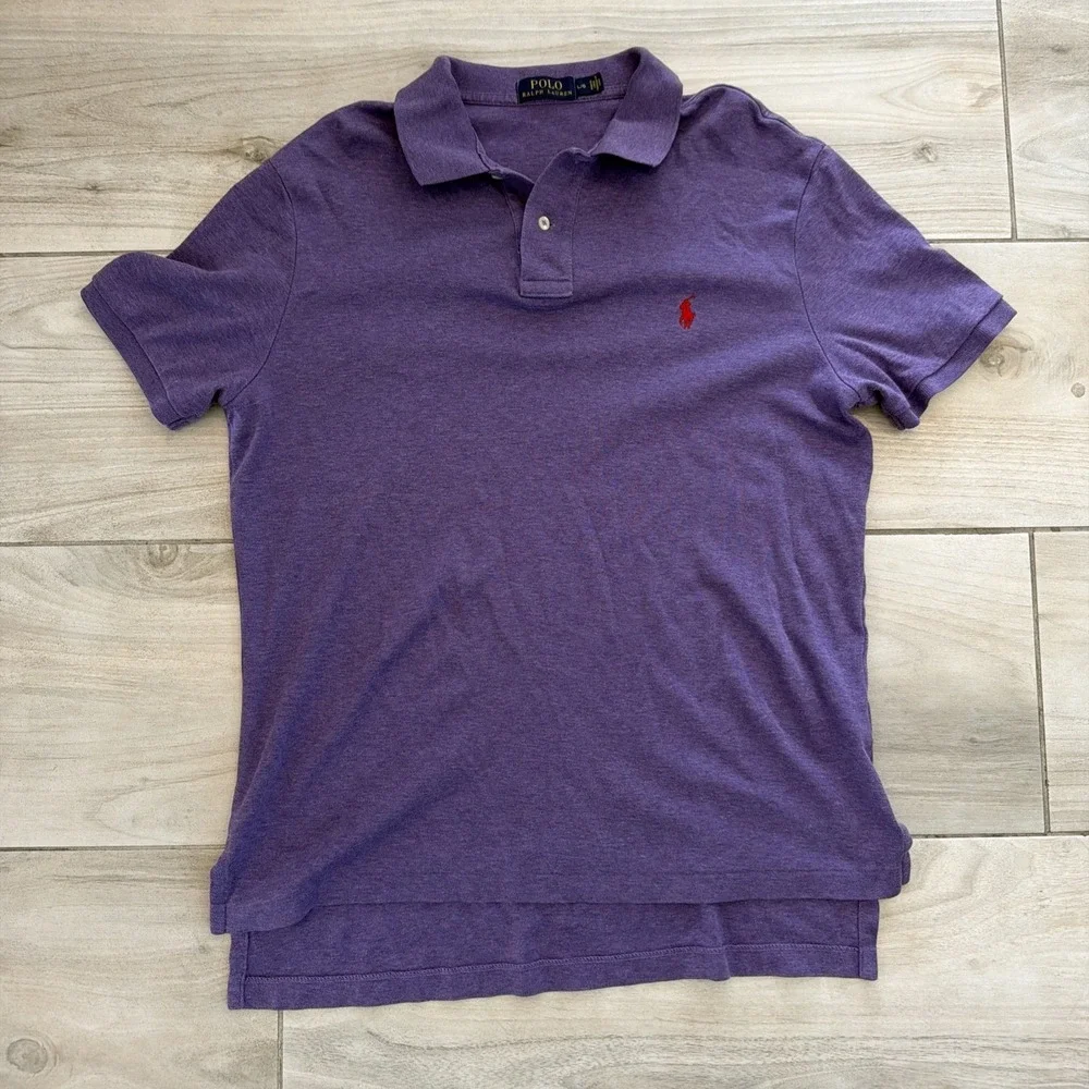 Polo Ralph Lauren Polo Shirt Mens L Purple Red Pony Logo Short Sleeve Cotton